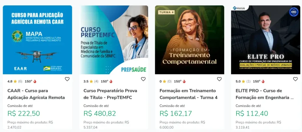 Comissões e Preço dos Produtos Hotmart