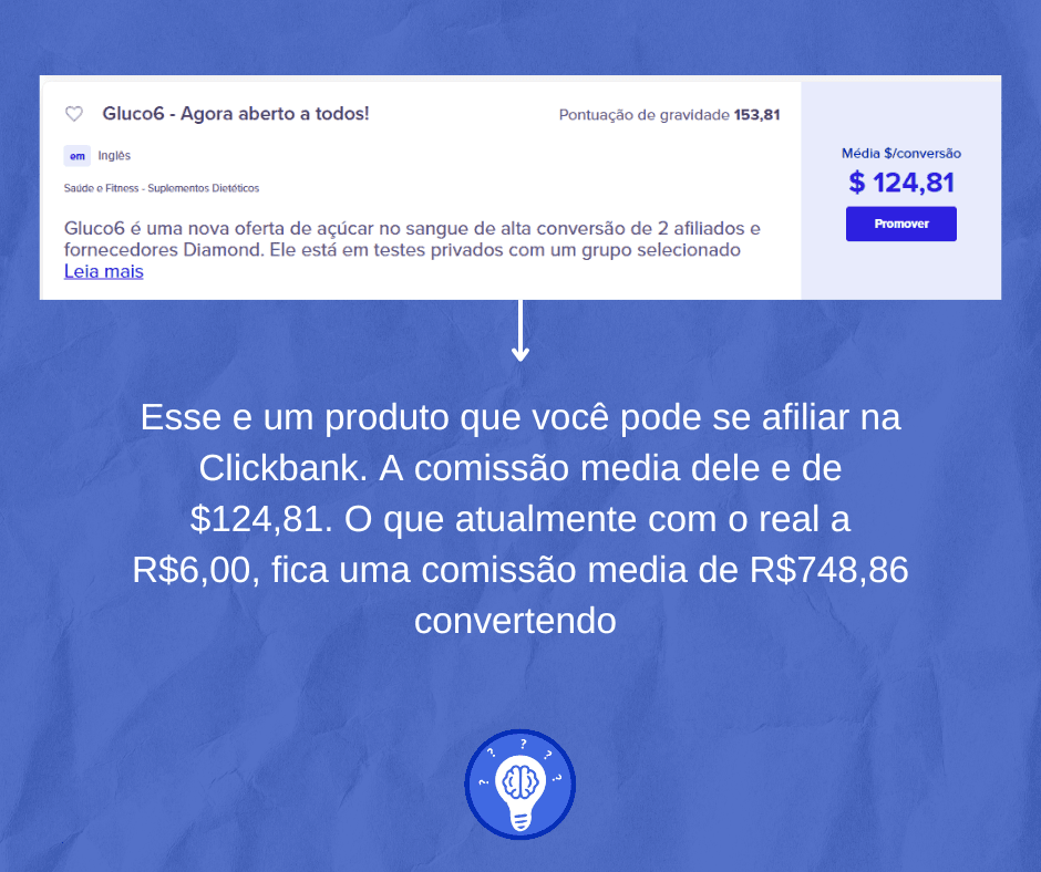 como vender na gringa como afiliado - Exemplo Comissão Clickbank