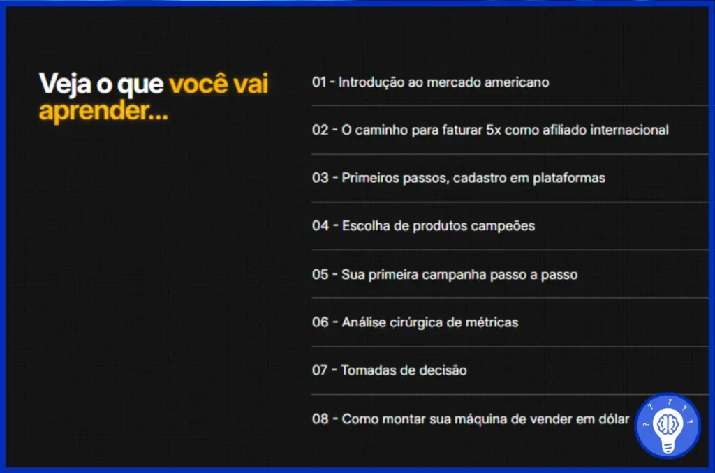 Conteúdo do Workshop profissão afiliado internacional
